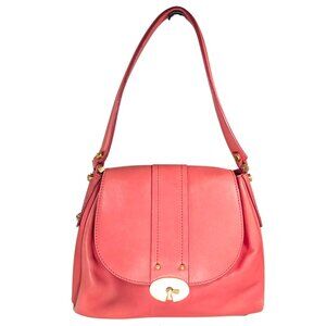 Ellen Tracy Barbie Pink Leather Turn Lock Flap Cover Shoulder Bag